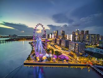 深圳湾区之光摩天轮｜欢乐港湾地标｜360&deg;俯瞰前海湾海景夜景